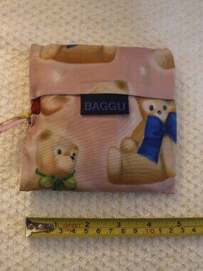 BAGGU Pink Teddy Bear Print Packable Reusable Bag